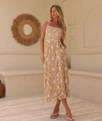 VESTIDO MIDI CHIFFON BORDADO - GITAA