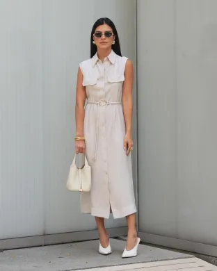 [KAELE] VESTIDO ALFAITARIA CHEMISE COM CINTO - KAELE